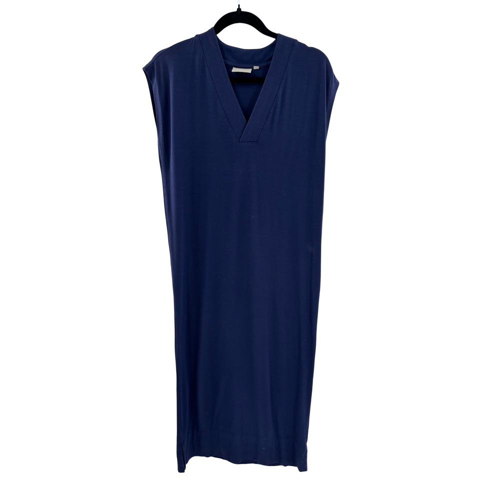 InWear Navy Blue Sleeveless V-Neck Midi Dress Size XS